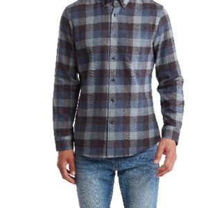 14th & Union Blue and Brown Casual Button Down Shirt